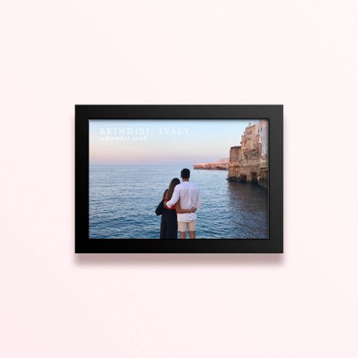 Simple framed prints designs with two people admiring the sea in Brindisi, Italy