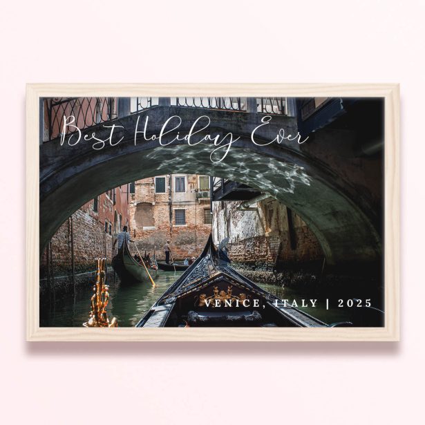 Simple framed prints designs with a photo of a gondola in Venice, Italy.