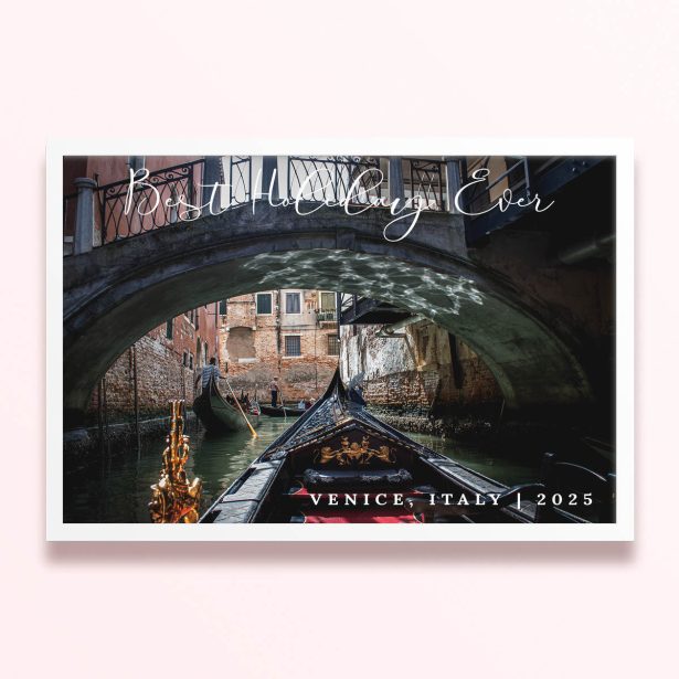 Simple framed prints designs with a photo of a gondola in Venice, Italy.