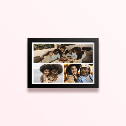 Simple framed prints designs featuring a collage of three family photos.
