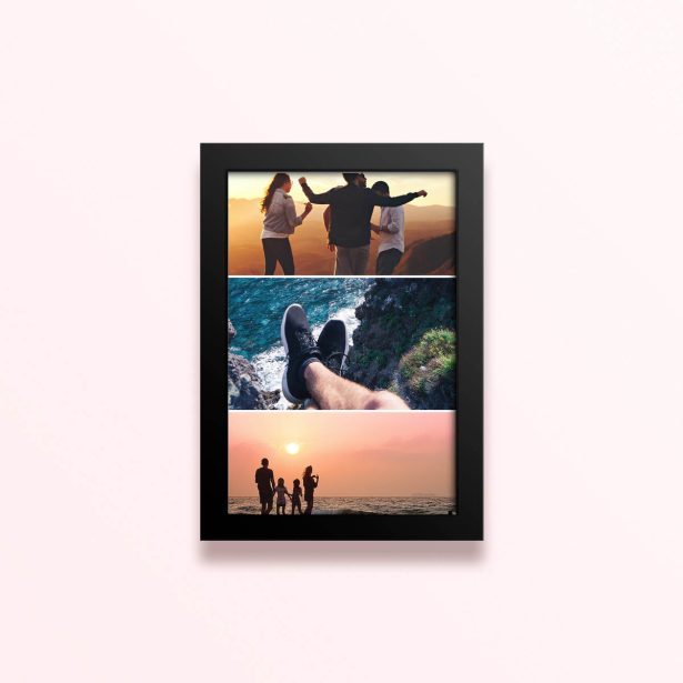 Simple framed prints designs with three photos featuring different outdoor scenes