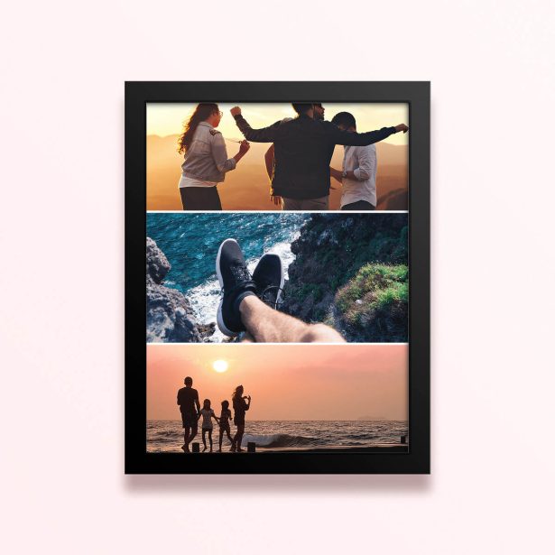 Simple framed prints designs with three photos featuring different outdoor scenes