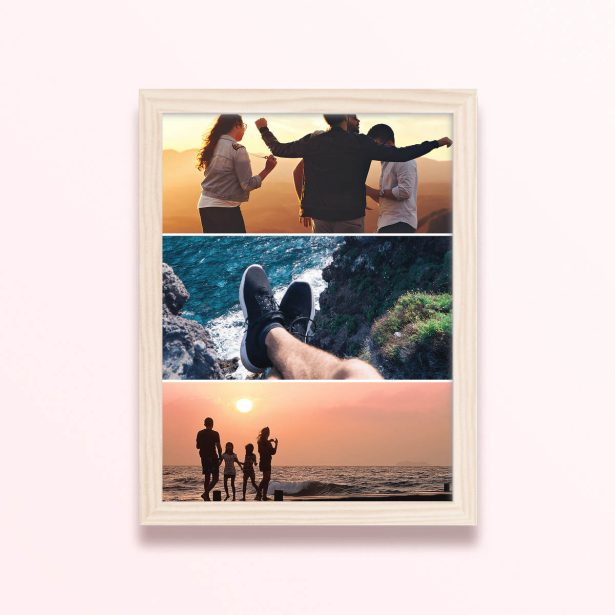 Simple framed prints designs with three photos featuring different outdoor scenes