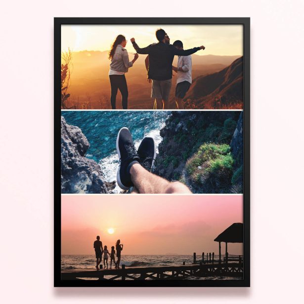 Simple framed prints designs with three photos featuring different outdoor scenes