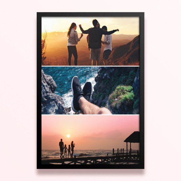 Simple framed prints designs with three photos featuring different outdoor scenes