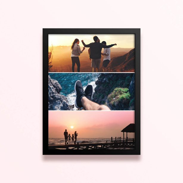 Simple framed prints designs with three photos featuring different outdoor scenes