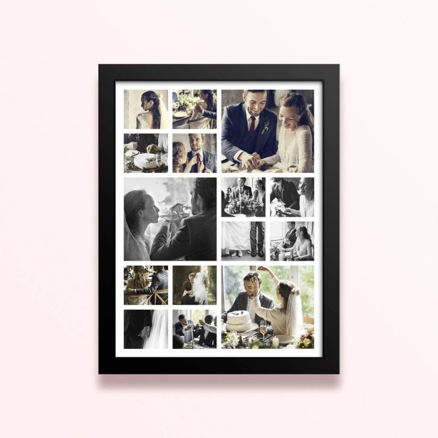 Simple framed prints designs with 16 wedding photos