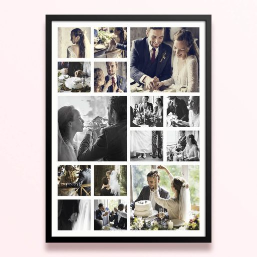 Simple framed prints designs with 16 wedding photos