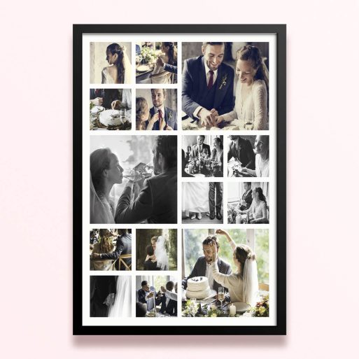 Simple framed prints designs with 16 wedding photos