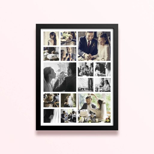 Simple framed prints designs with 16 wedding photos