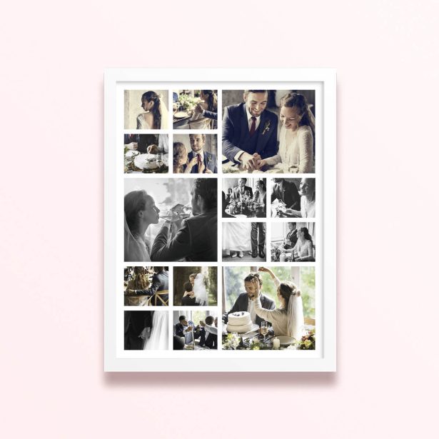 Simple framed prints designs with 16 wedding photos