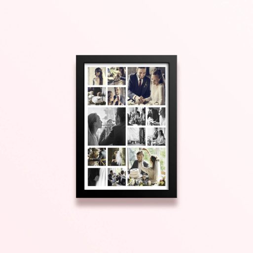 Simple framed prints designs with 16 wedding photos