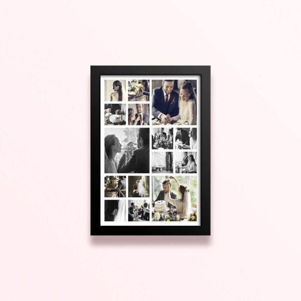 Simple framed prints designs with 16 wedding photos