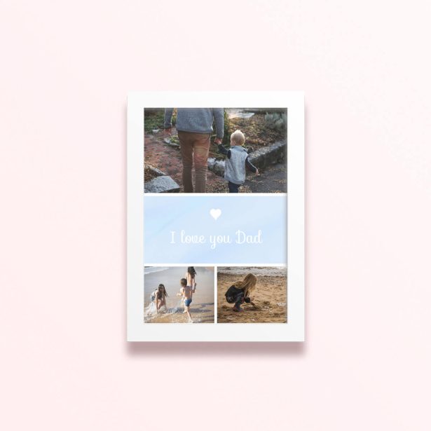 Simple framed prints designs with 3 photos for personalised gifts