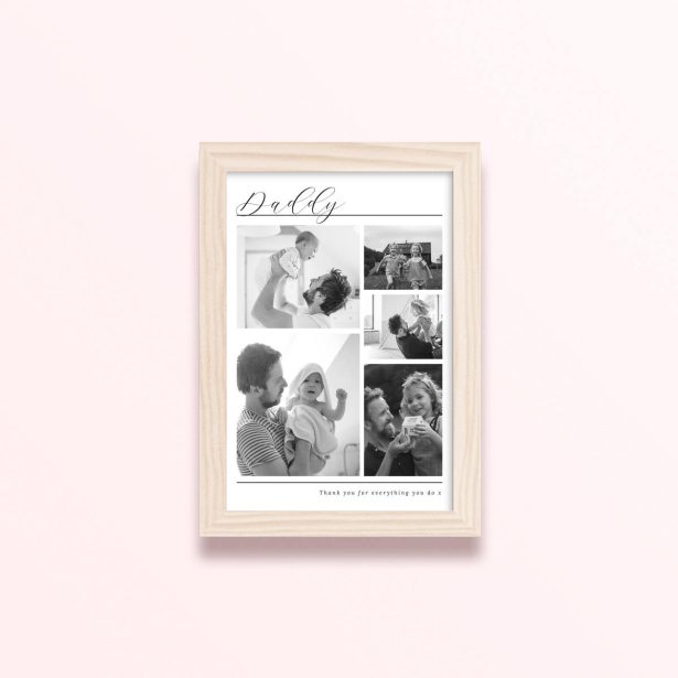 Simple framed prints designs featuring five photos for Father’s day gift
