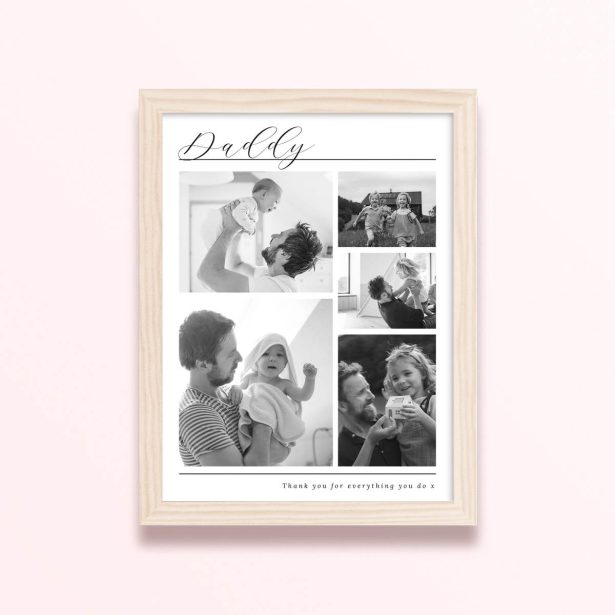 Simple framed prints designs featuring five photos for Father’s day gift