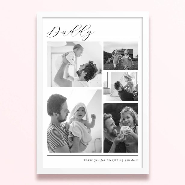 Simple framed prints designs featuring five photos for Father’s day gift