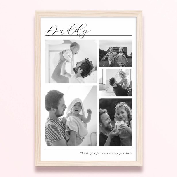 Simple framed prints designs featuring five photos for Father’s day gift