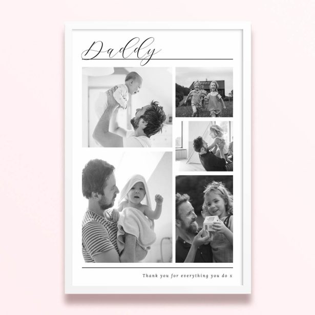Simple framed prints designs featuring five photos for Father’s day gift