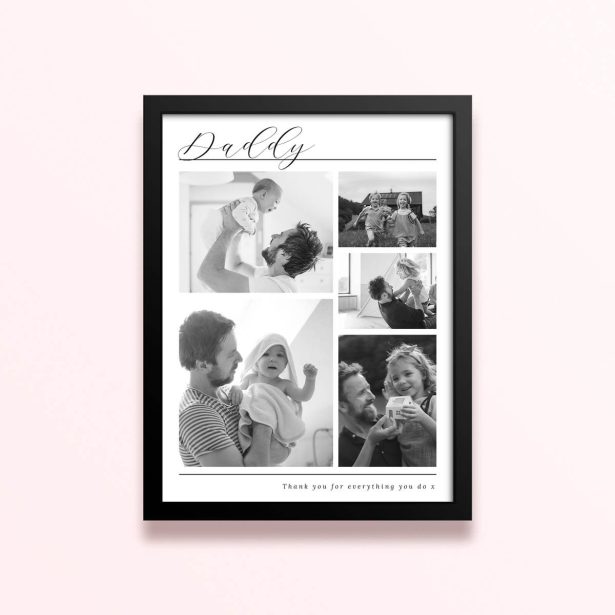 Simple framed prints designs featuring five photos for Father’s day gift