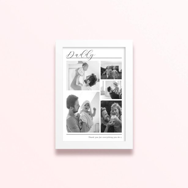 Simple framed prints designs featuring five photos for Father’s day gift