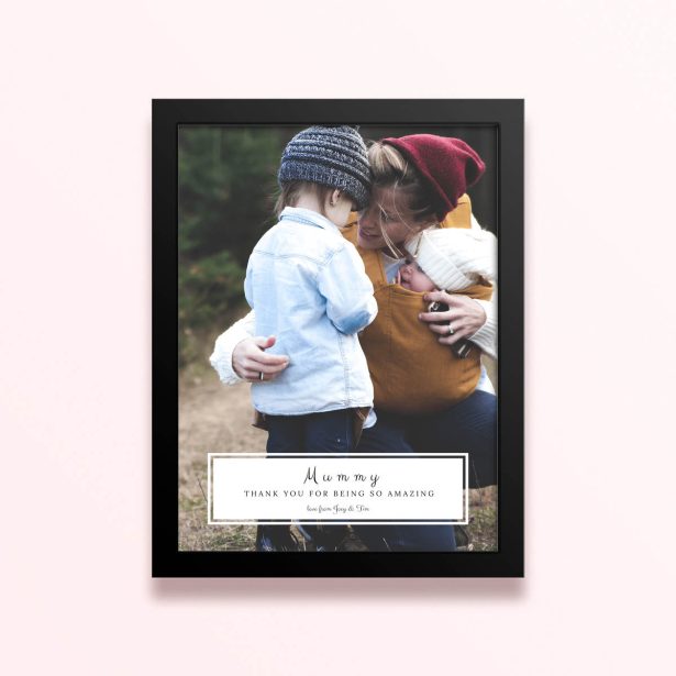 Simple framed prints designs with one photo for personalised gifts.