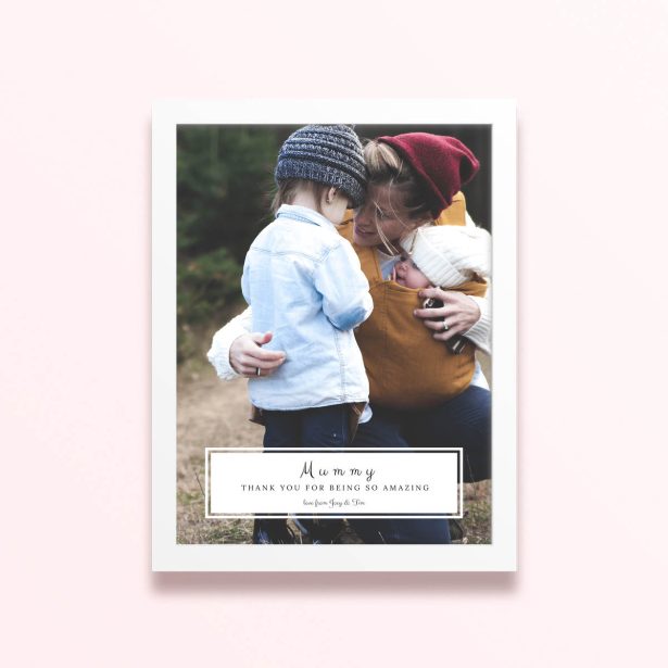 Simple framed prints designs with one photo for personalised gifts.