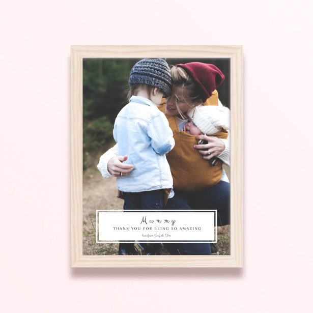 Simple framed prints designs with one photo for personalised gifts.