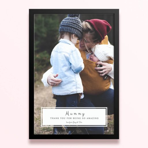 Simple framed prints designs with one photo for personalised gifts.