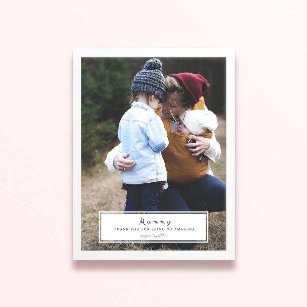 Simple framed prints designs with one photo for personalised gifts.