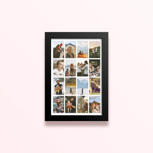 Simple framed prints designs featuring 16 photos for personalised photo gifts and decorations