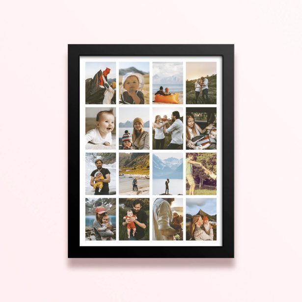 Simple framed prints designs featuring 16 photos for personalised photo gifts and decorations