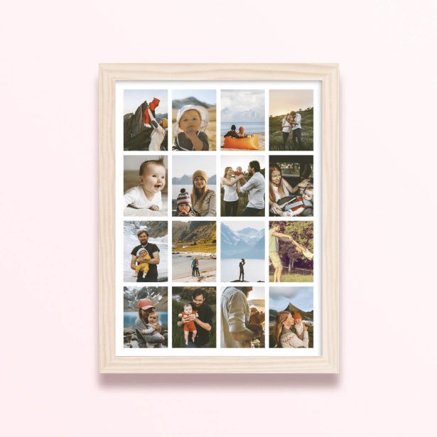 Simple framed prints designs featuring 16 photos for personalised photo gifts and decorations