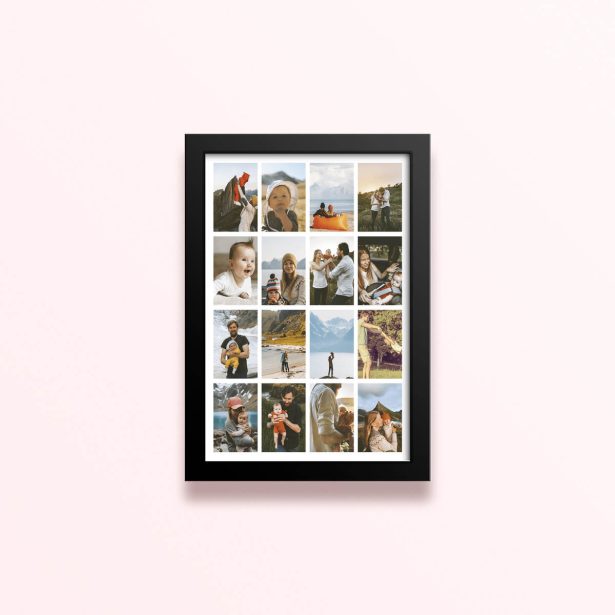 Simple framed prints designs featuring 16 photos for personalised photo gifts and decorations