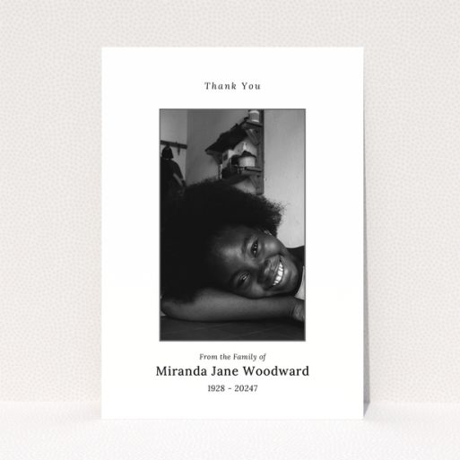 Funeral thank you card with one photo