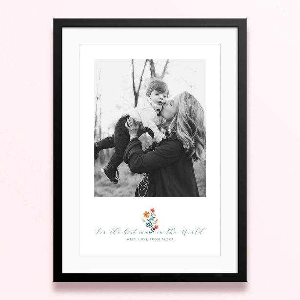 Framed and mounted photo print with one black and white photo.