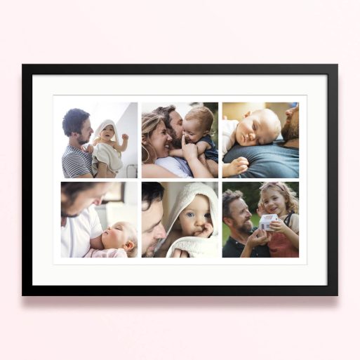 Framed and mounted photo print with six placeholder images for personalised design.