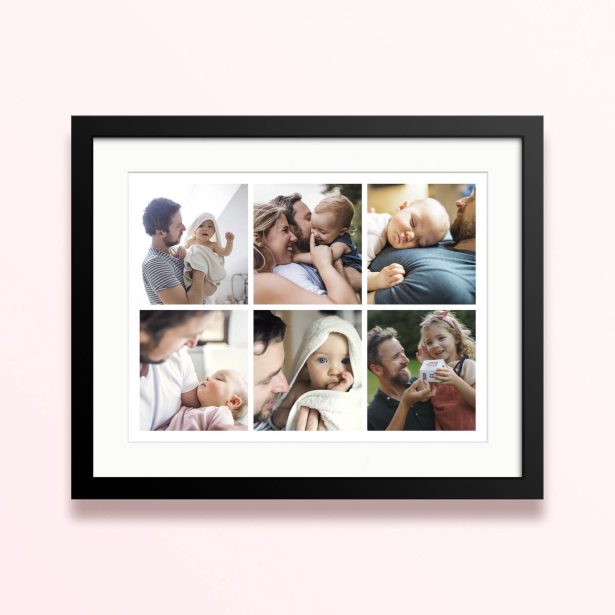 Framed and mounted photo print with six placeholder images for personalised design.