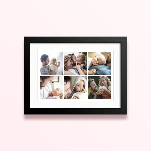 Framed and mounted photo print with six placeholder images for personalised design.