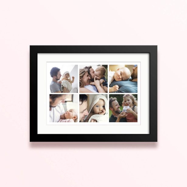 Framed and mounted photo print with six placeholder images for personalised design.