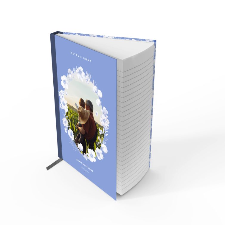 Floral cover design notebook with one photo, ideal for personalisation from Utterly Printable.