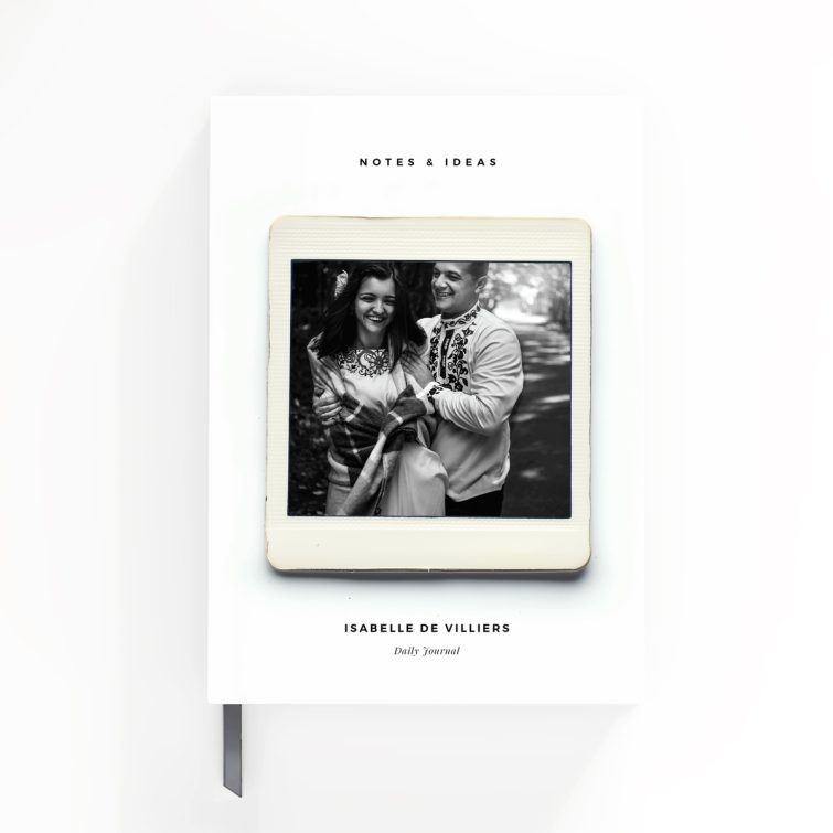 Personalised portrait notebook design with one photo on the cover by Utterly Printable.