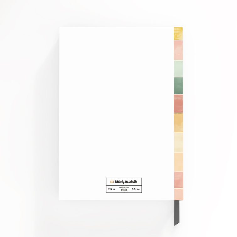 Colourful notebook cover design with one photo, ideal for personalisation, by Utterly Printable.
