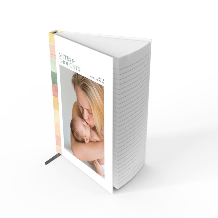Colourful notebook cover design with one photo, ideal for personalisation, by Utterly Printable.