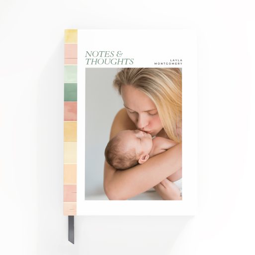 Colourful notebook cover design with one photo, ideal for personalisation, by Utterly Printable.