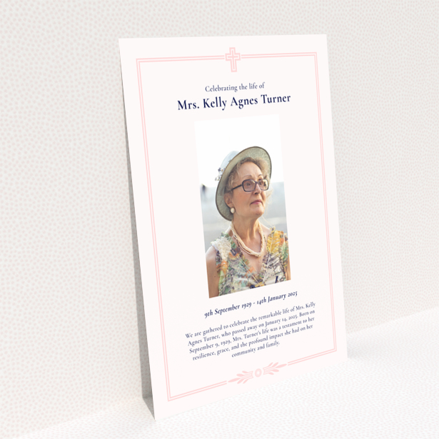 Funeral announcement design featuring one photo.