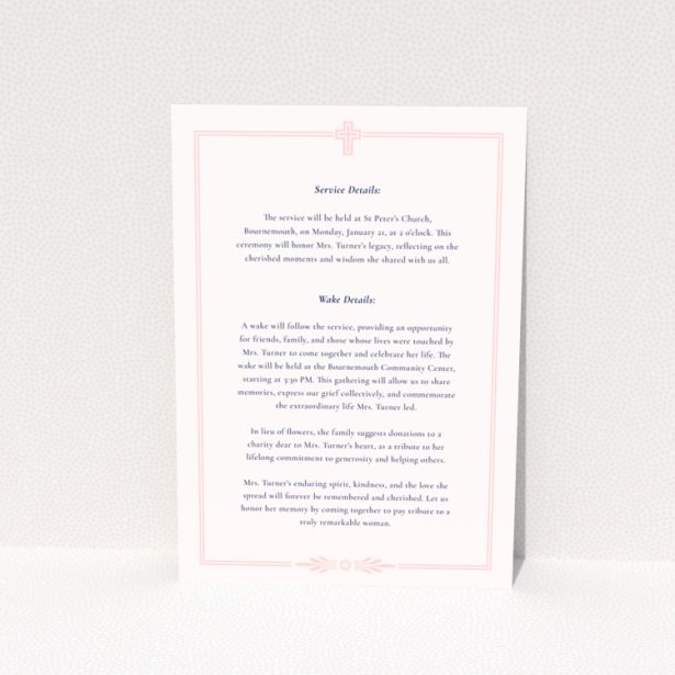 Funeral announcement design featuring one photo.