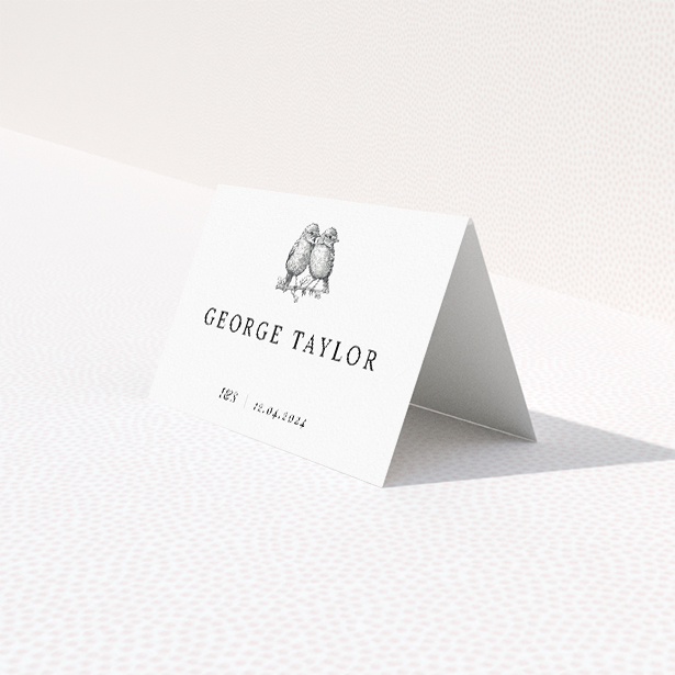 Soho Script Wedding Place Cards - Elegant Contemporary Design. This is a third view of the front