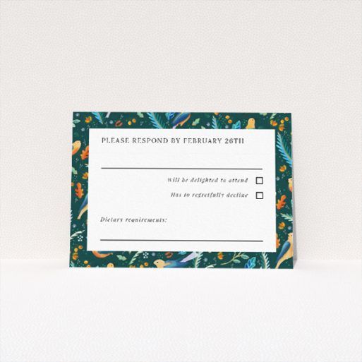 Elegant Songbird Serenade RSVP Card - Nature-Inspired Wedding Invitation by Utterly Printable. This is a view of the front
