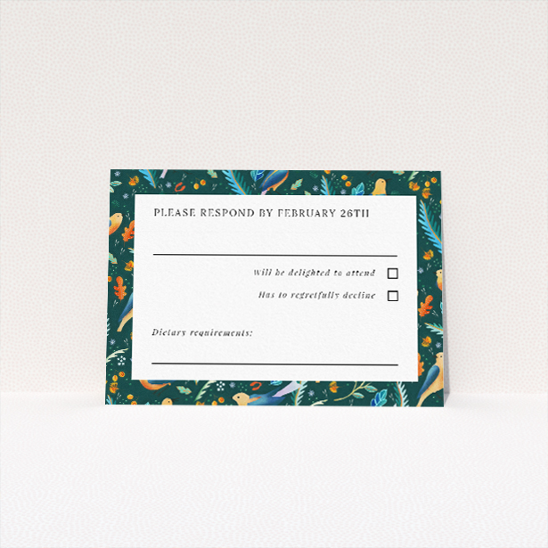 Elegant Songbird Serenade RSVP Card - Nature-Inspired Wedding Invitation by Utterly Printable. This is a view of the front